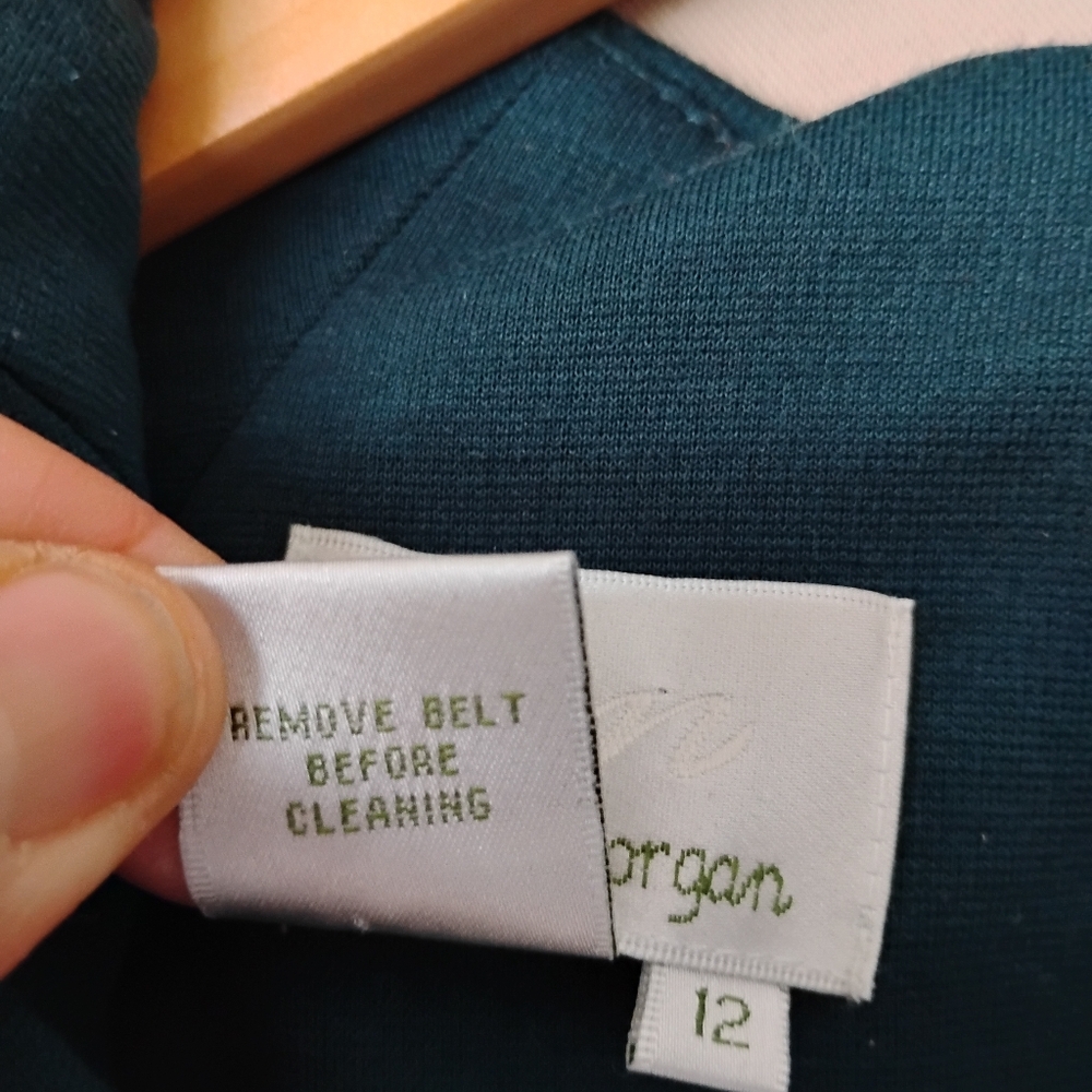 Donna Morgan BodyCon Knee Length Cap Sleeve Green Dress Sz 12 - Picture 5 of 7